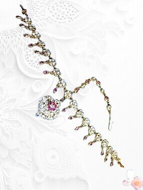 Indian Bridal Rhinestone Festoon Jewelry Drape Triple Hook Costume Ornament 749